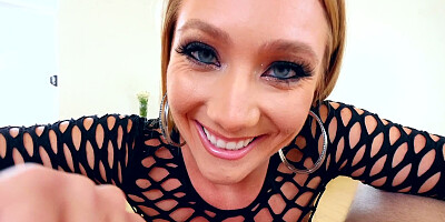 AJ Applegate gets a stiff cock and balls to slurp on