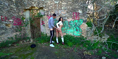 Clea Gaultier gets her pussy pounded standing outdoors