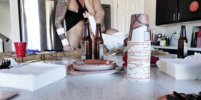 Katie Morgan in high heels gets pussy licked and fucked on the table