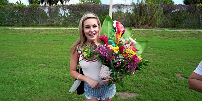 Angel Aurora is getting picked up outdoors