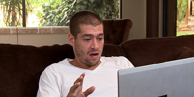 Mila Jade's stepbrother spies on her while she is making the webcam session