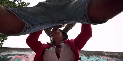 Asha Heart is sucking cock in POV outdoors