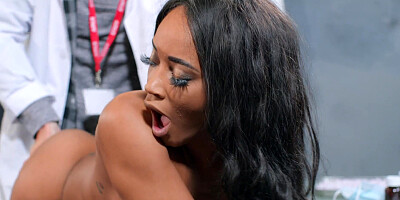Kiki Minaj gets her pussy pounded doggystyle on the chair