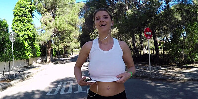 Katerina went for a run, so that she could show off her bouncy melons