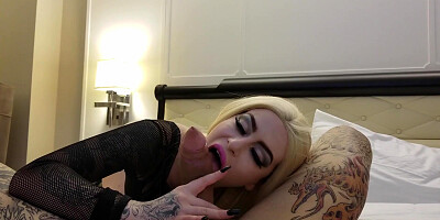 Adriana Lynn is sucking cock and licking balls in POV