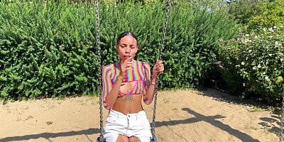 Petite Latina Violeta Grey Picked Up At Public Playground For Foot Fetish Sex