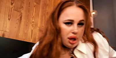 Passionate POV sex with a redhead BBW plumper