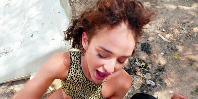 Geishakyd is sucking big cock and licking balls outdoors