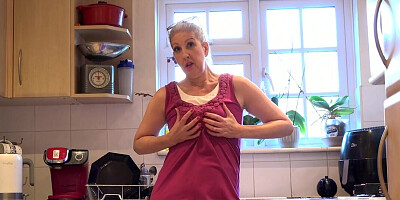 Bright and early tease from Maggie Moon in the kitchen