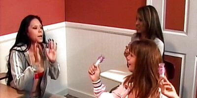 Horny French sluts pegging a nasty dude