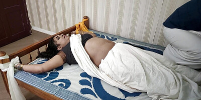 Vaishnavy kerala saree bdsm both hands and legs tied on both end of bed and doing navel lick with lip lock hot romance by Sharun