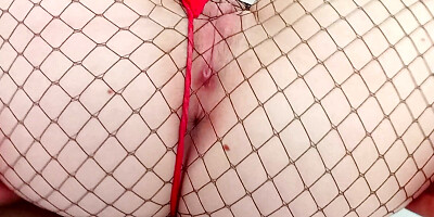 I massage my wife's hairy pussy filled with my friend's thick cum