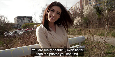 Public Agent Super sexy brunette shows off her tits and ass and suck and fucks