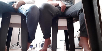 My girlfriend and I masturbate under the table during an English class at the university