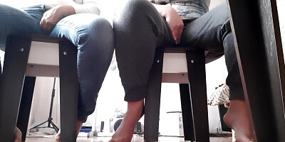 My girlfriend and I masturbate under the table during an English class at the university