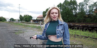 Public Agent Big ass big tits blonde Ruby Lee public sex pov blowjob