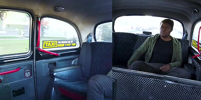 Taxi driving eurobabe rides black cock in both ways