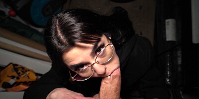 Nadja Lapiedra in glasses is sucking cock in POV