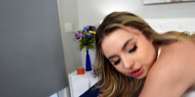 Petite chick is pinned down and strapon fucked by stepmom