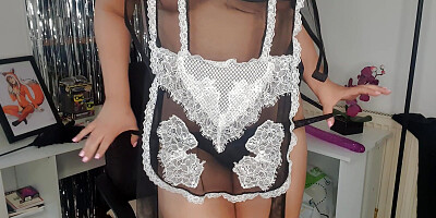 Naughty maid sneaks off to fuck 14inch dildo