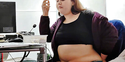 Round Chubby Girl Eating Sushi
