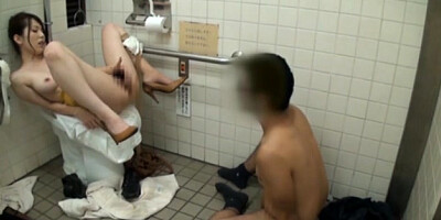 Horny MILF Fucks A Guy In The Bathroom And Masturbates