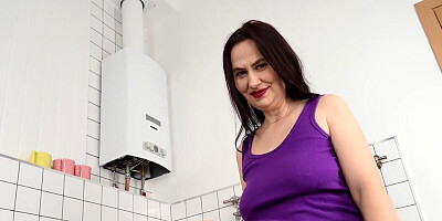 Brunette climbs on top to show her suffocating curves