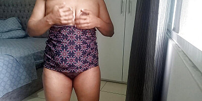 HOUSEWIFE MASTURBATES WHILE THE PERVERTED NEIGHBOR WATCHES HER NAKED LOOKING AT HER TITS AND PUSSY THROUGH THE WINDOW