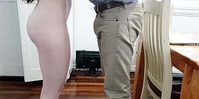 Seducing my boyfriend from work for an intense deep fuck on the dining table