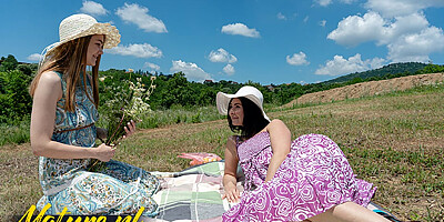 Skinny MILF Eve Black &amp, Horny Teen Amanda Clarke Are Having a Picnic Sexdate On a Sunny Day