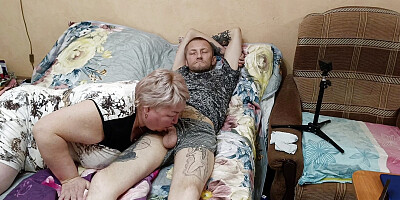 Mother-in-law wakes me up with a deep blowjob