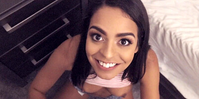 Sultry sexpot tempts roommate into cheating sex in bedroom