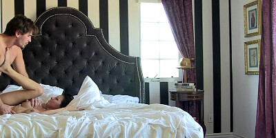 Sweet looking brunette porn star gets nailed by a European stud