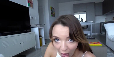 Adorable cutie pleases cameraman with amazing cock sucking