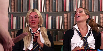 Uniformed british watch teacher tug in his office