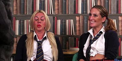 Uniformed british watch teacher tug in his office