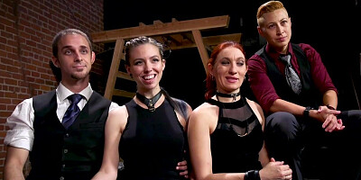 Submissive MILF and babe tormented