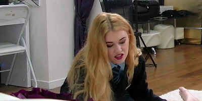 Uniformed Blonde Misha Cross Spreads Legs For Pussy Eating and Cowgirl