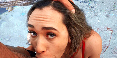 Briana Banderas guzzles the cock in POV outdoors