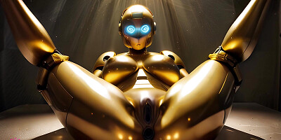 Golden Sex Robot Gets Tested By A Big Black Cock And Receive Cum Inside - AI Porn