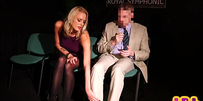 Classy amateur CFNM domina sucks cock during royal symphony