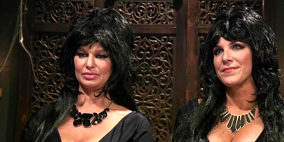 Busty lezdom dominates blonde MILF on Halloween