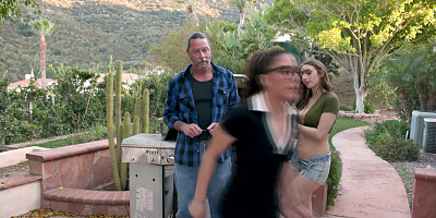 Big tits teen fucked by an old handyman