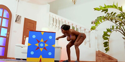 MILF Ebony Mystique gives blowjob to Jordi