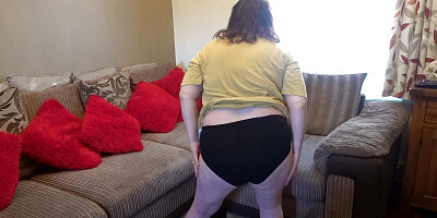 Sexy big tits wife showing off in T-shirts and knickers