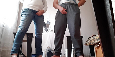 We masturbate with our stepsister in clothes so that our parents don't catch us