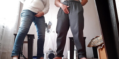 We masturbate with our stepsister in clothes so that our parents don't catch us