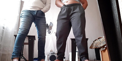 We masturbate with our stepsister in clothes so that our parents don',t catch us