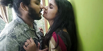 Saree romance part 1 Long lip lock, Vaishnavy and Sharun Raj hot saree long lip lock romance, Mallu couple hot kiss romance