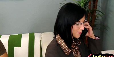 CFNM strapon 3way pegging by dominas in nylons and heels